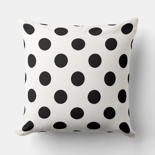 Large Black Polka Dots  Throw Pillow