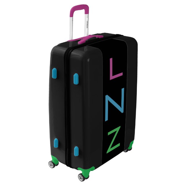 LARGE Black+Purple+Blue+Green Monogram Luggage (Rotated Left)