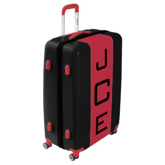 LARGE Black + Red Monogrammed Luggage