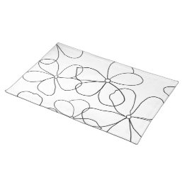 Large Black White Hand-Drawn Flowers Cloth Placem Placemat