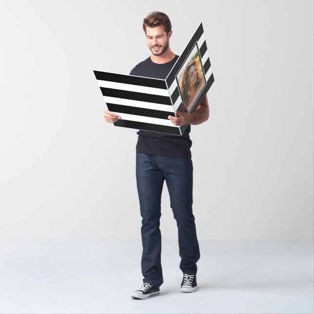 Large Black White Striped Photo 50th Birthday Card (In Situ)