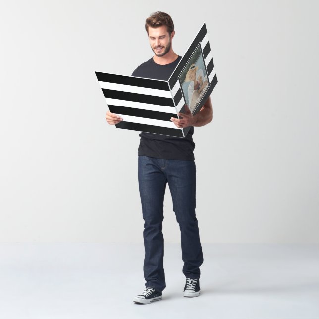 Large Black White Striped Photo 70th Birthday Card (In Situ)