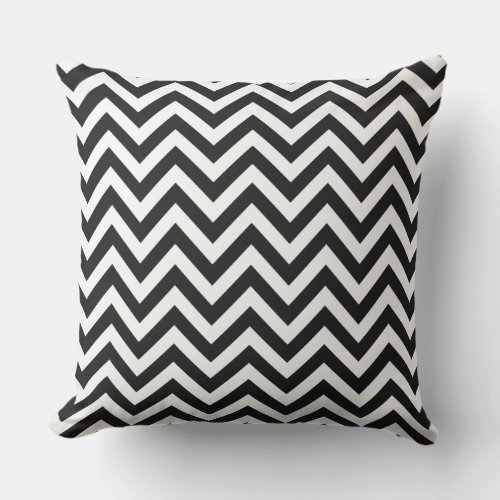 Large black  white zig zag stripe outdoor pillow