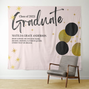 Large BlackGold Graduation Party Photo Backdrop