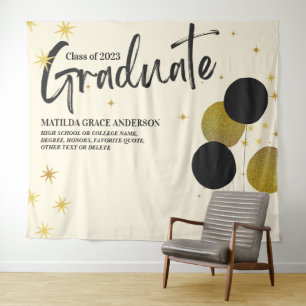 Large BlackGold Graduation Party Photo Backdrop