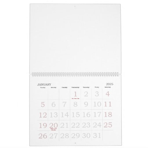 Large Blank Calendar Holidays With Large Numbers | Zazzle