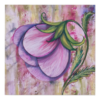 Large bloom on an abstract background faux canvas print