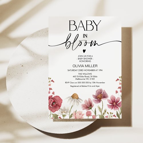 Large Blooms Wildflower Baby Shower  Invitation