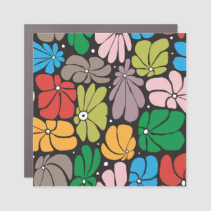 Large Blossoms Retro Floral Seamless Car Magnet