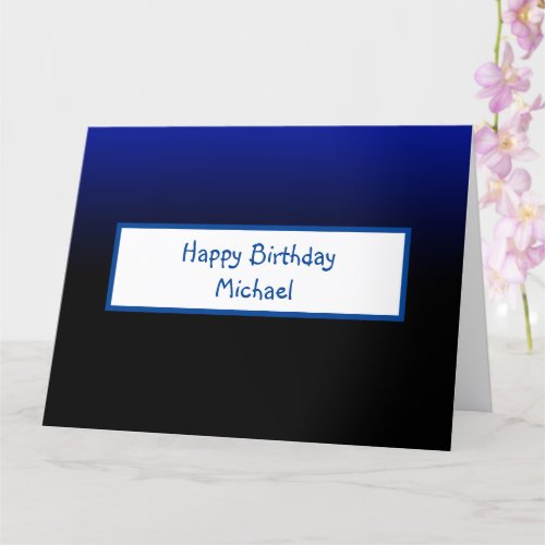 Large Blue and Black Ombre Happy Birthday Card