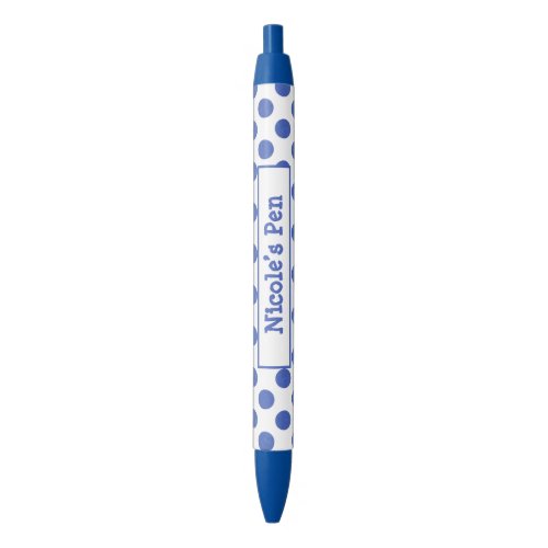 Large Blue Aqua Polka Dots Personalized Blue Ink Pen