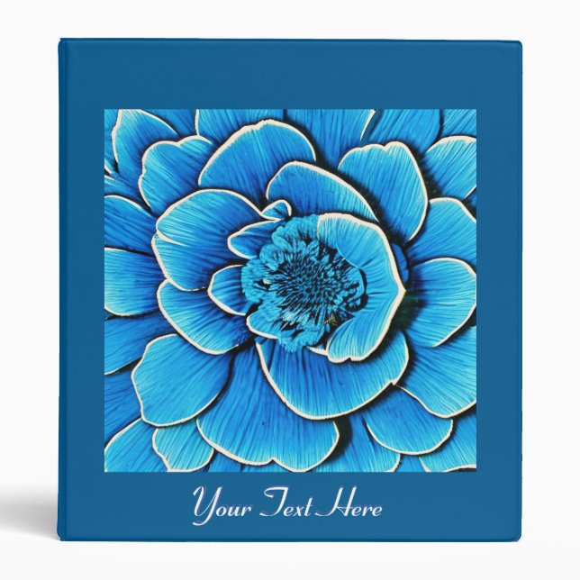 Large Blue Camellia Blossom 3 Ring Binder (Front)