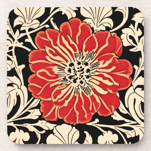 Large Blue Camellia Blossom Beverage Coaster (Front)