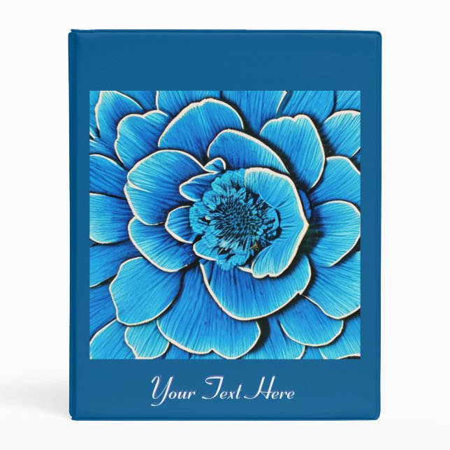 Large Blue Camellia Blossom Mini Binder (Front)