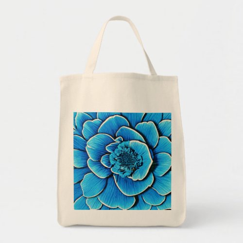 Large Blue Camellia Blossom Tote Bag