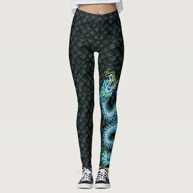 Large Blue Dragon Leggings (Front)