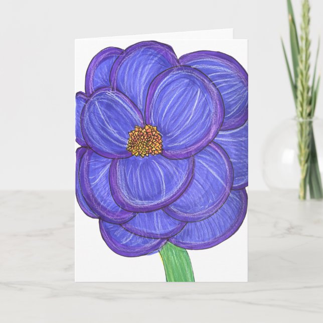 Large blue flower blank card (Front)