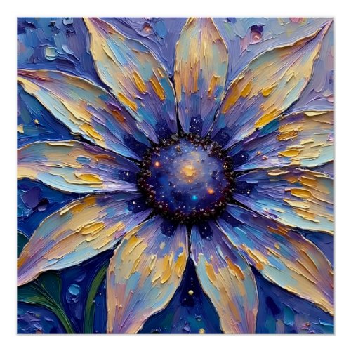 Large Blue Flower Impressionist Print | Botanical