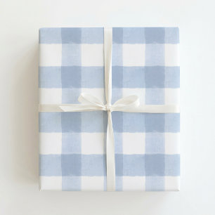Large Blue Gingham Holiday Wrapping Paper