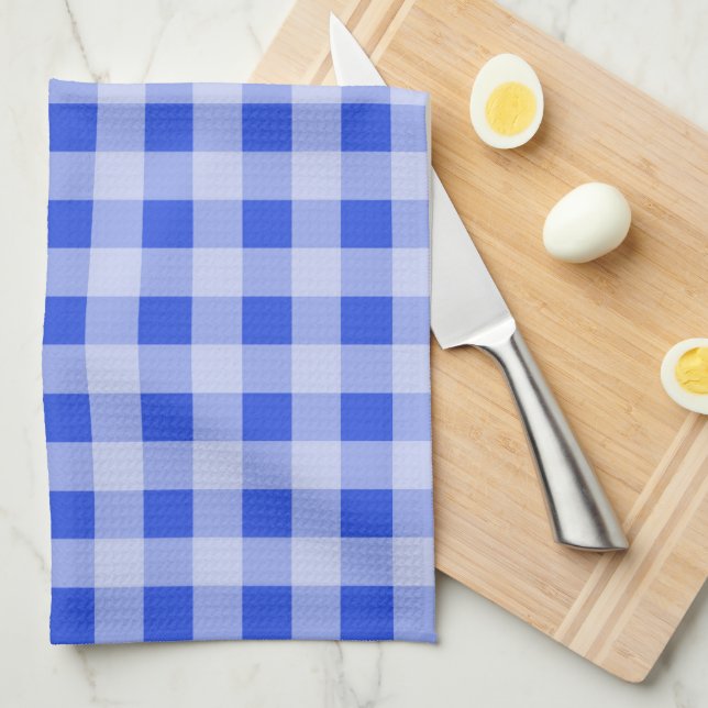 Large Blue Gingham Kitchen Towel (Quarter Fold)