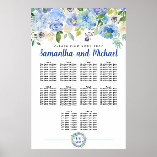 Large Blue Hydrangea 10_Table Seating Chart