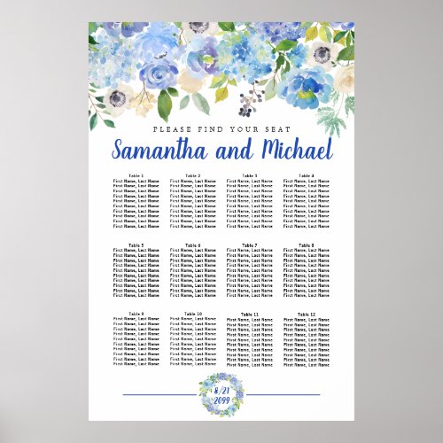 Large Blue Hydrangea 12_Table Seating Chart