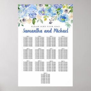 Large Blue Hydrangea 13-Table Seating Chart