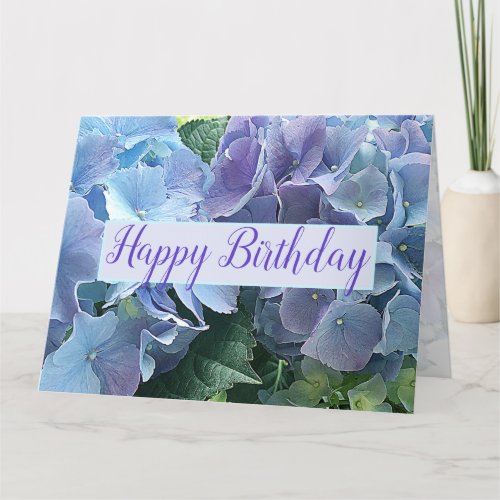 Large Blue Hydrangea Flowers Happy Birthday Group Card