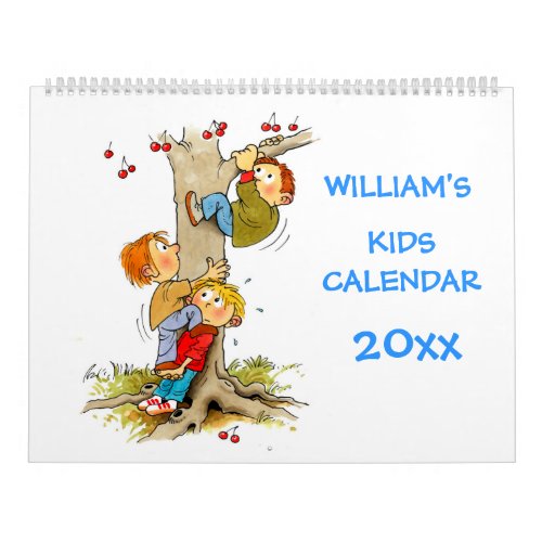 Large Blue Kids Calendar Funny Calendars For Kids