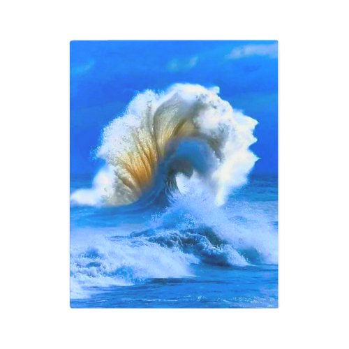 large blue ocean waves metal print