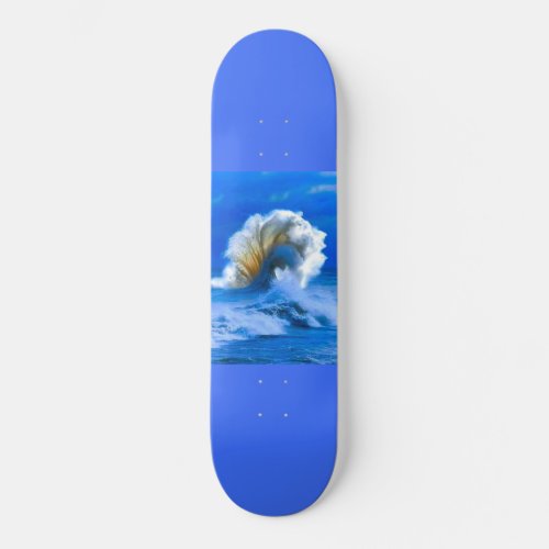 large blue ocean waves skateboard
