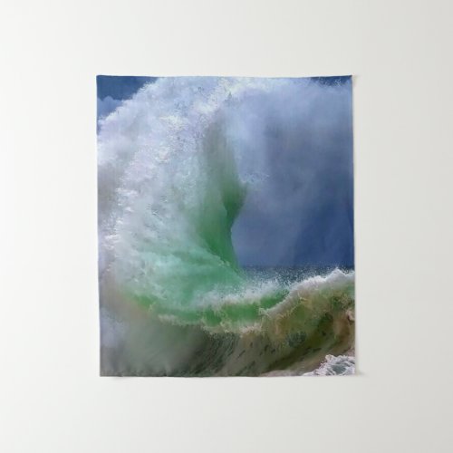 large blue ocean waves tapestry