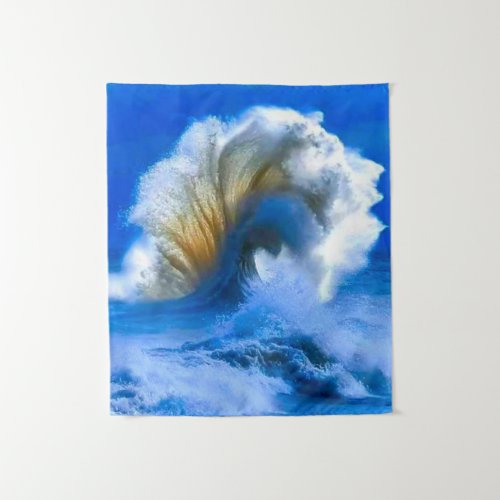 large blue ocean waves tapestry