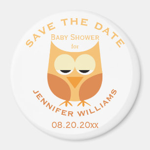 Large Blue Owl Boy Baby Shower Save The Date Magnet