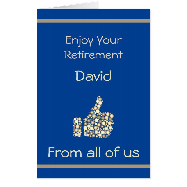Large Blue personalised Retirement Card (Front)