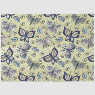 Large Blue Seamless Butterfly Pattern Decoupage Tissue Paper