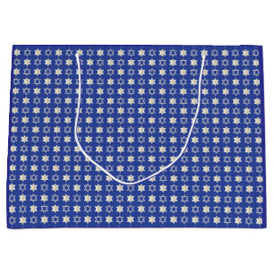 Large Blue/White Star of David Pattern Gift Bag