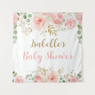 Large Blush Floral Baby Shower Backdrop