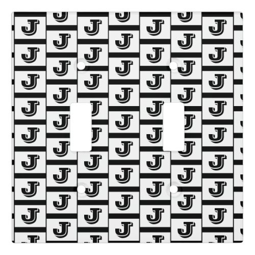 Large Bold Black Monogram Pattern WhiteBlack Light Switch Cover
