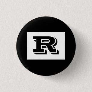 Large Bold Outlined Black Monogram, Black Button