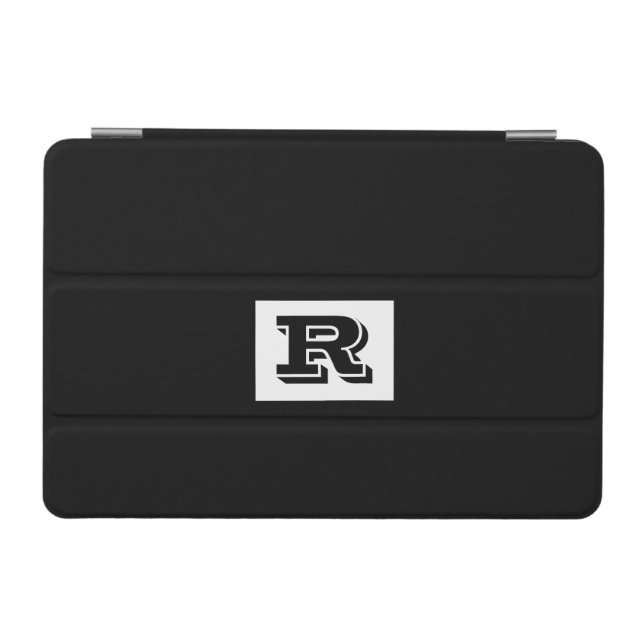 Large Bold Outlined Black Monogram, Black iPad Mini Cover (Horizontal)