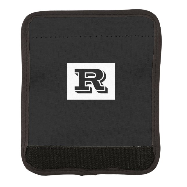 Large Bold Outlined Black Monogram, Black Luggage Handle Wrap (Front)