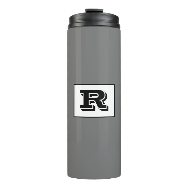 Large Bold Outlined Black Monogram, Grey Thermal Tumbler