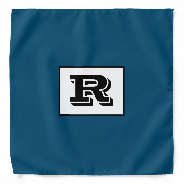 Large Bold Outlined Black Monogram, Ocean Blue Bandana (Front)
