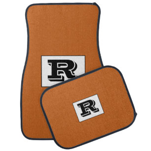 Large Bold Outlined Black Monogram, Rust Car Floor Mat