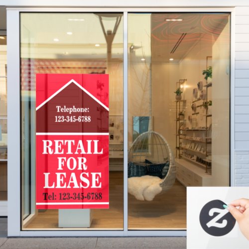 LARGE BOLD RETAIL FOR LEASE SIGNAGE Real Estate  Window Cling