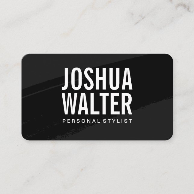 Large Bold Text Black Brushed Business Card (Front)
