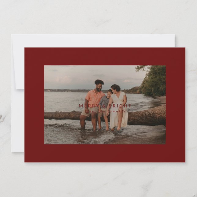 Large Border Photocard Merry & Bright Holiday Card (Front)