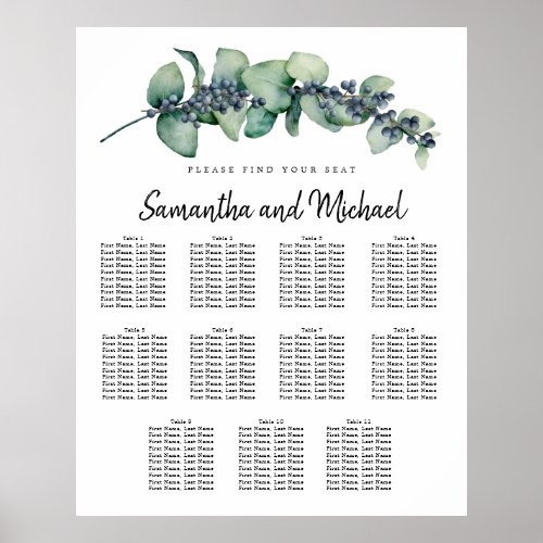 Large Botanical Eucalyptus 11_Table Seating Chart