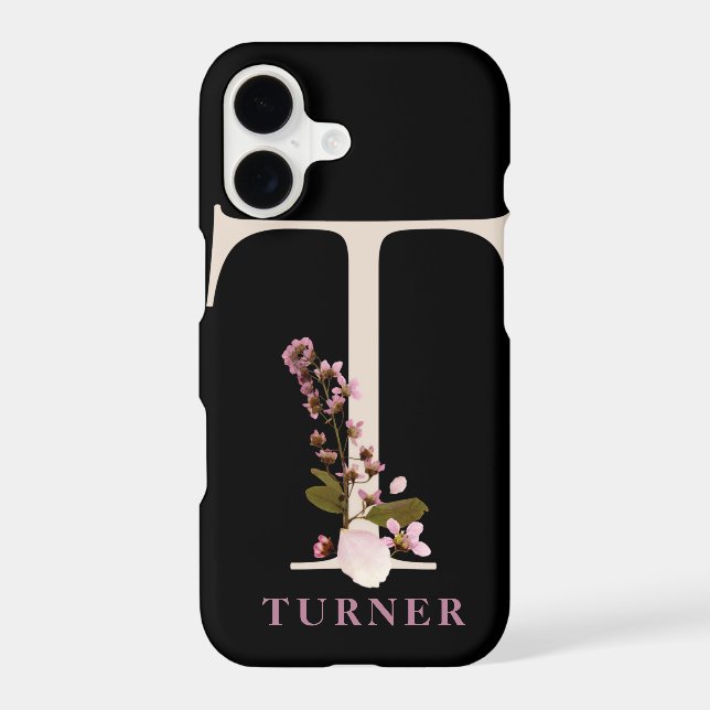 Large Botanical Monogram T Name Personalization Case-Mate iPhone Case (Back)